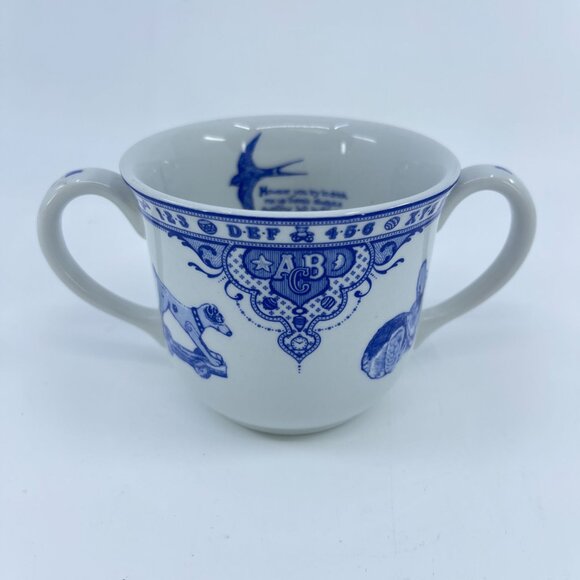 spode edwardian childhood mug double handled blue abc design & animal motifs - Picture 1 of 7